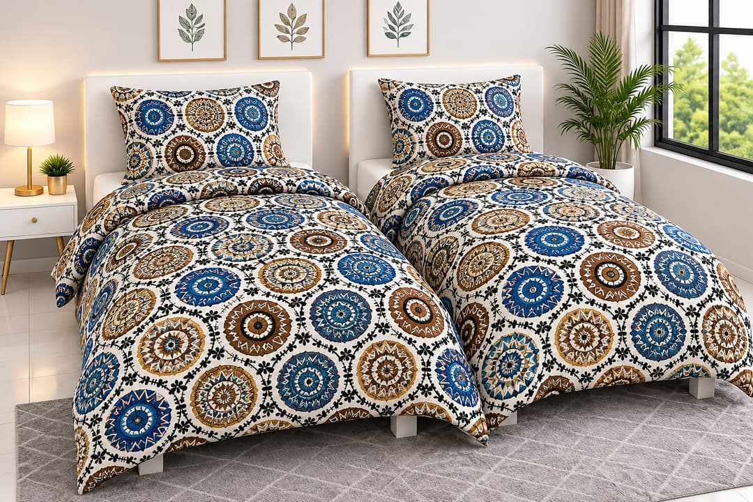 Sweethomee Checkmate Printed Single Bedsheet Combo | Pack of 2 with Matching Pillow Covers