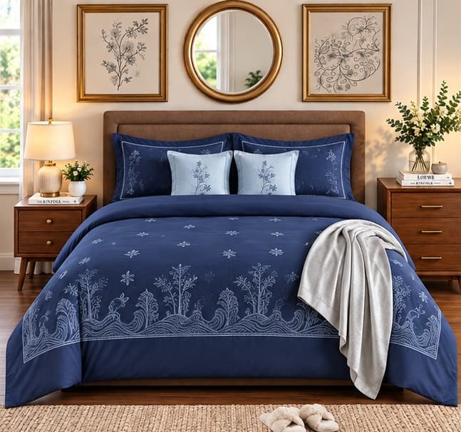 Sweethomee Pure Cotton Embroidered King Size Bedsheet Set with Matching Pillow Covers