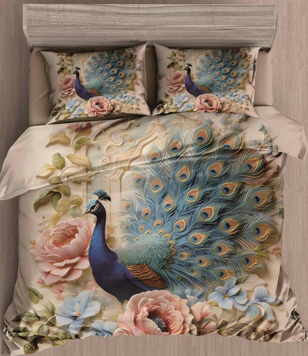 Sweethomee Faital 7D Digital Print Super King Size Bedsheet Set with Matching Pillow Covers