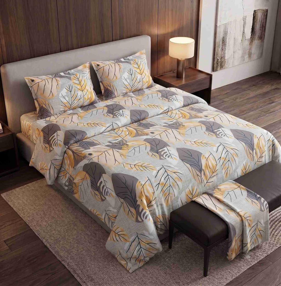 Sweethomee Imperio Printed Queen Size Bedsheet Set with Matching Pillow Covers | Glace Cotton