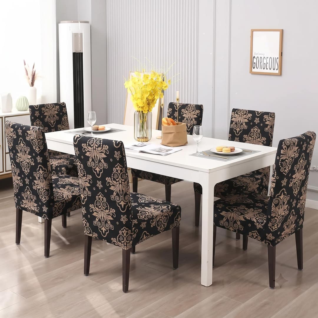 Sweethomee Floral Print Stretchable Dining Chair Cover | Elastic-Fit Protective Chair Slipcover