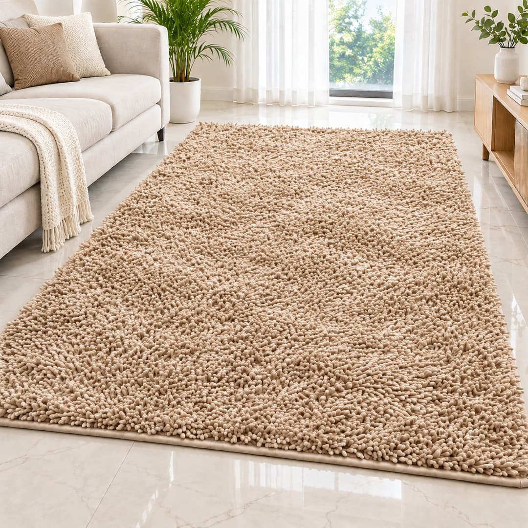 Sweethomee Premium Glossy Shaggy Carpet | Ultra-Soft Chenille Microfiber Floor Rug