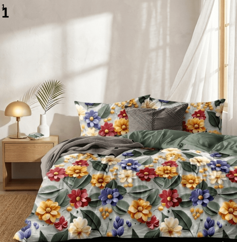 7D Floral Bedsheet 90*100 inches