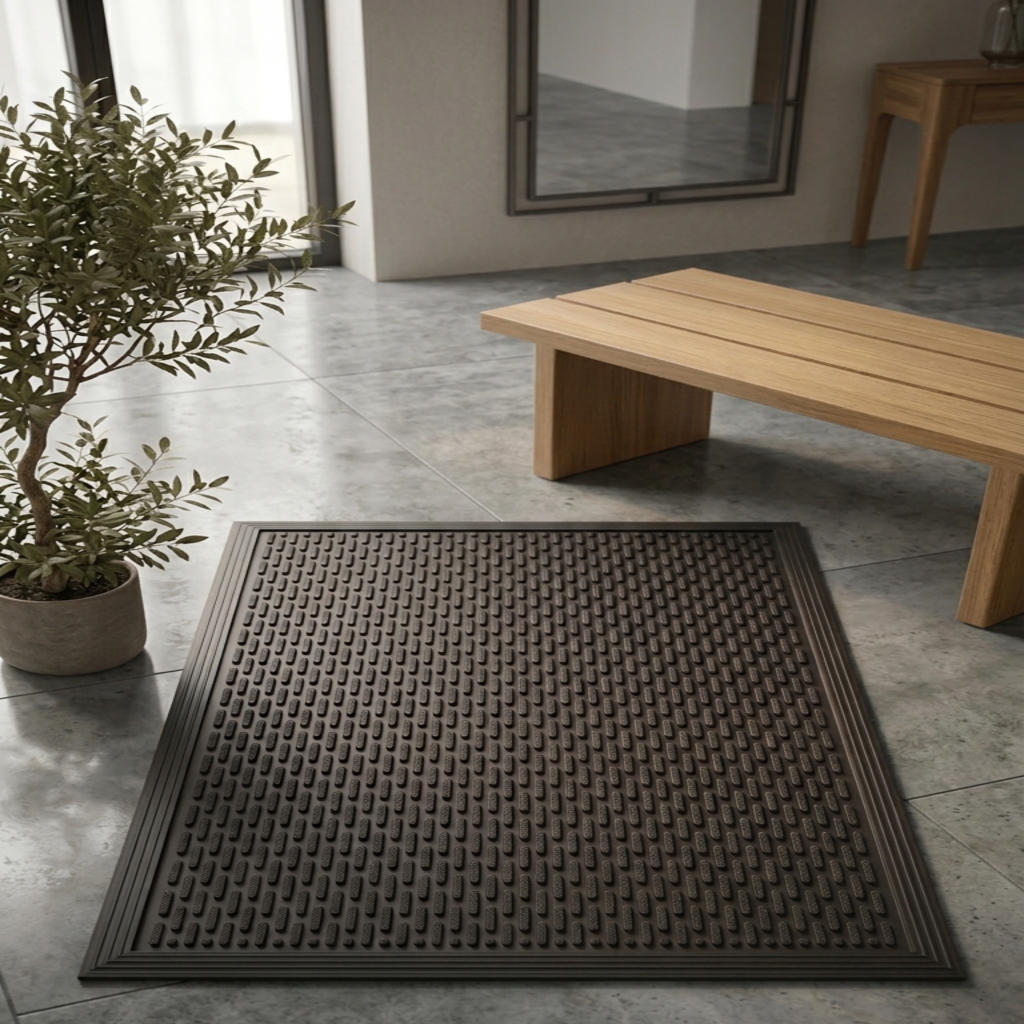 Black Rubber Door Mat | Black Rubber Floor Mat | Heavy Rubber Pin Mat