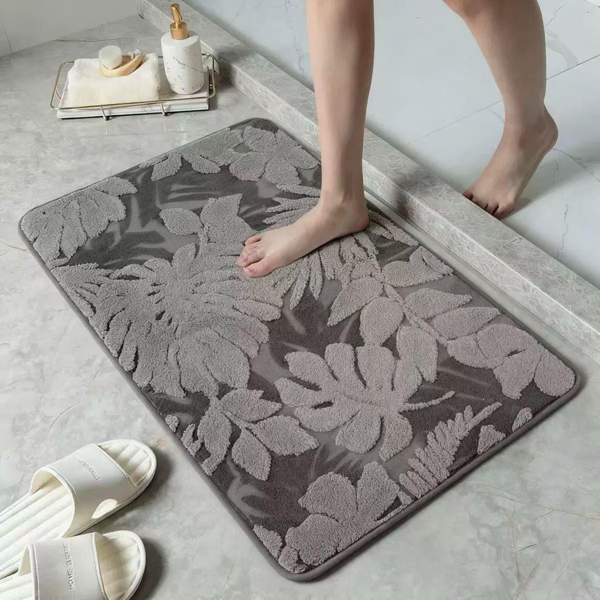 Floral Antiskid Bathmat | Anti-slip Bathroom Mat | Bathroom Floor Mat