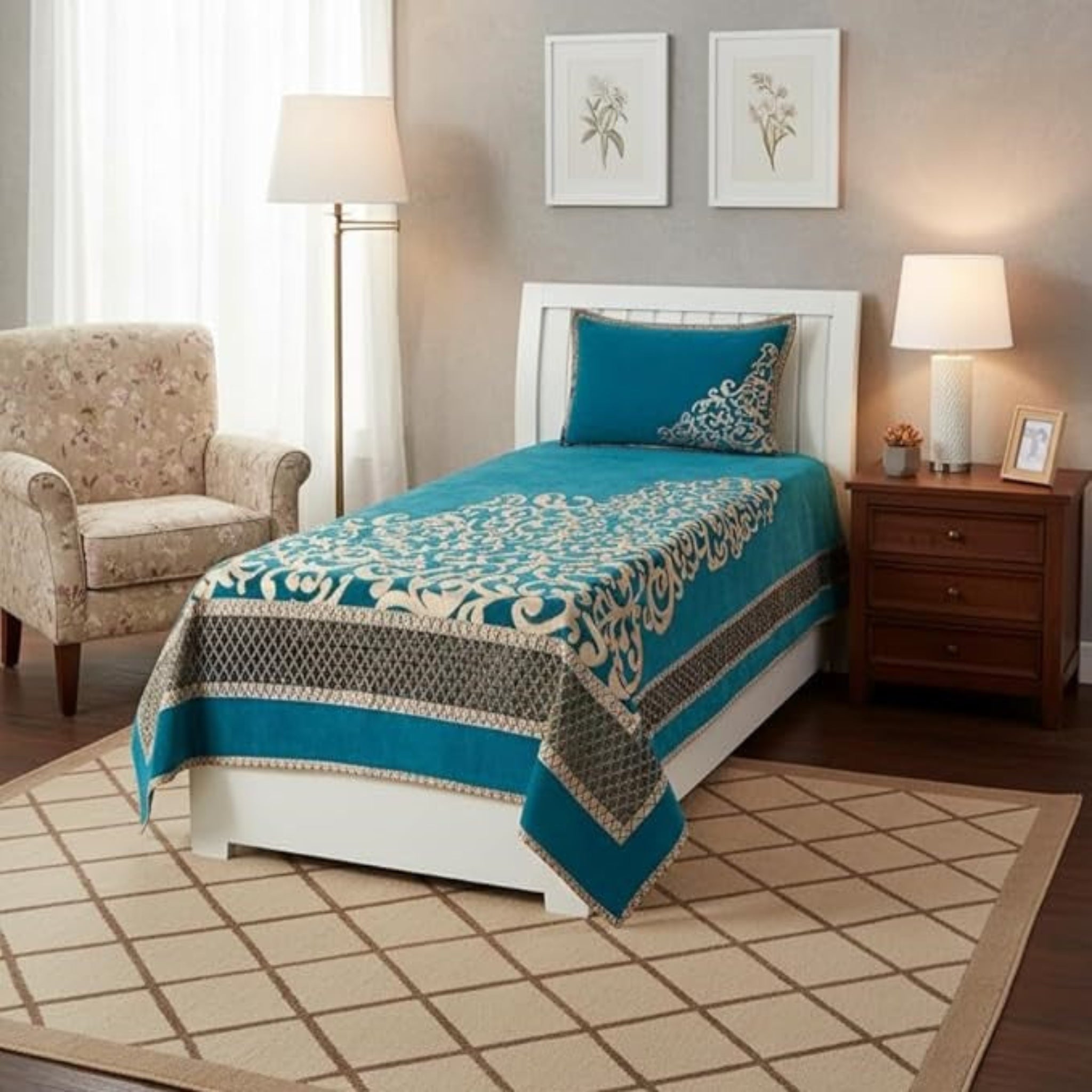 Chenille Bedsheet | Velvet Chenille Weaved Double and Single Bedsheets